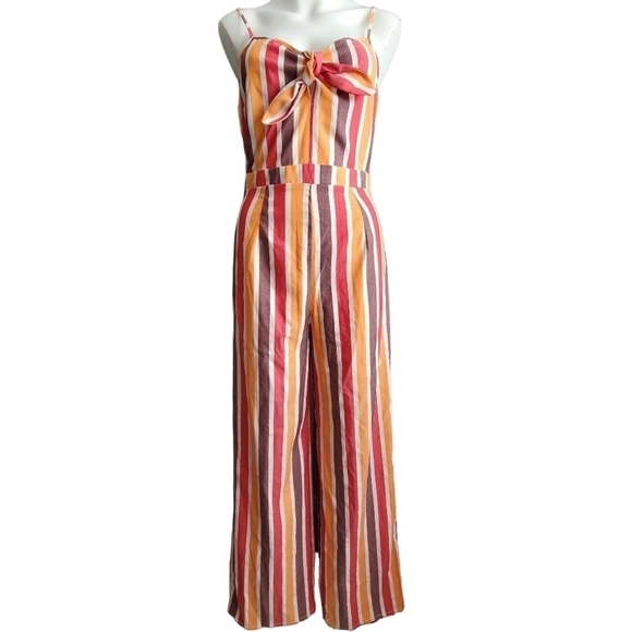 Romeo & Juliet Couture Pants - Romeo & Juliet Couture Striped Bow Front Sleeveless Jumpsuit Sz M